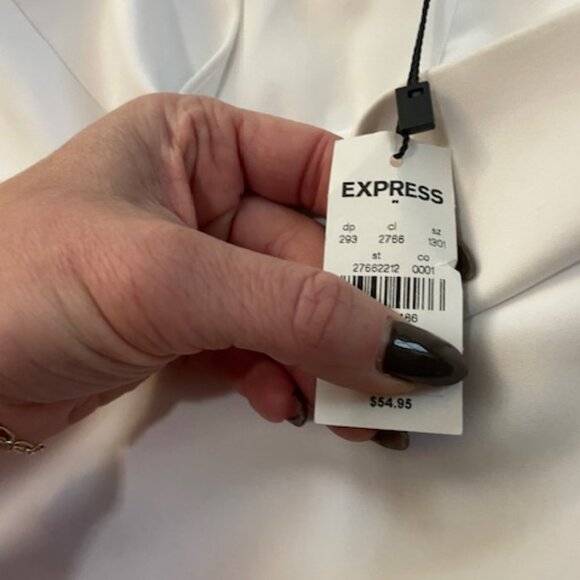 High Waisted White Skirt with Gold Zipper - Picture 3 of 5